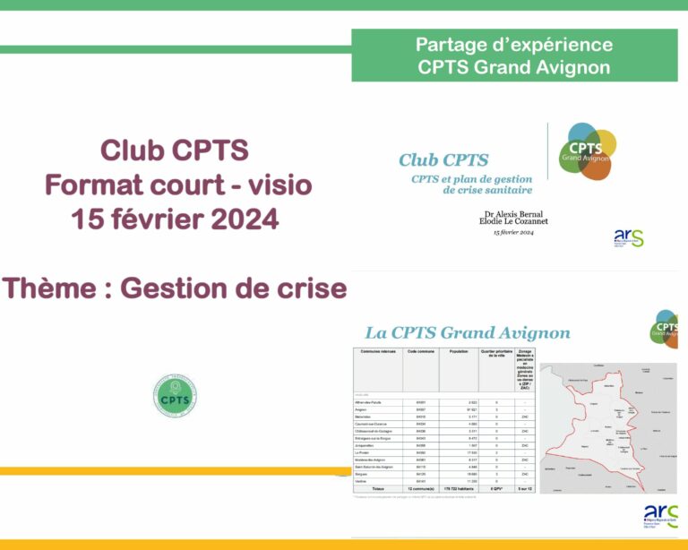 Présentation de la CPTS Grand Avignon de la méthodologie d'élaboration du plan de gestion de crise sanitaire pour la CPTS Grand Avignon