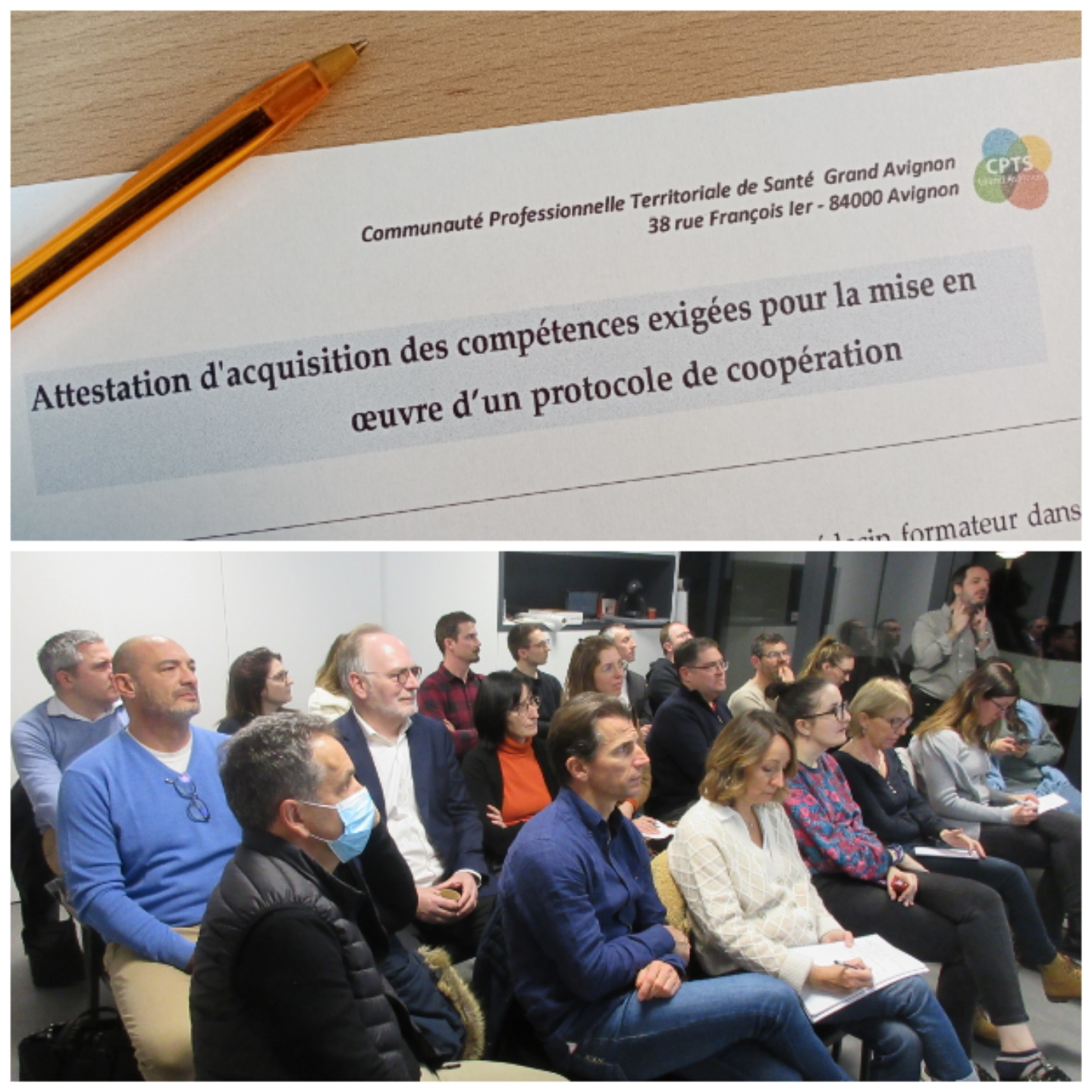 Photo de la première soirée de formation au protocole de coopération odynophagie pour les soignants membres adhérents de la CPTS Grand Avignon